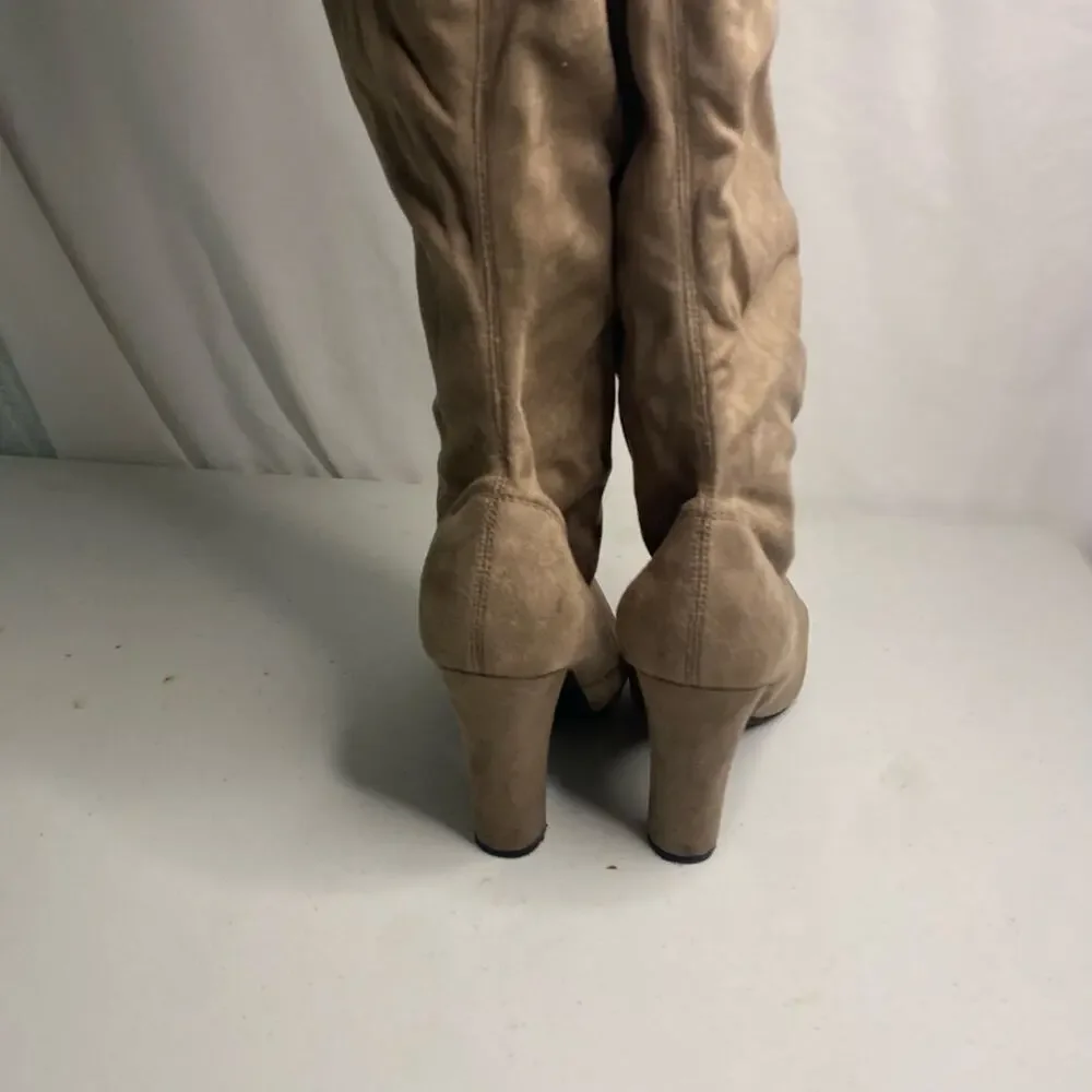 Steve‎ Madden Gorgeous High Heel Boots Over The Knee Brown Fabric Soft Size 8